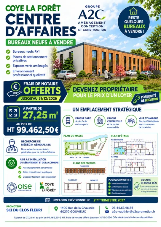 Bureau à vendre dans centre d'affaires à Coye la Forêt