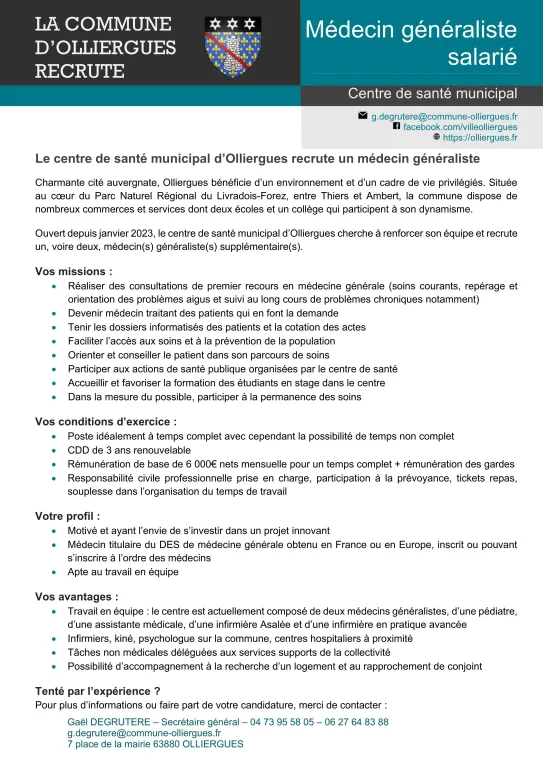 Médecin généraliste en centre de santé