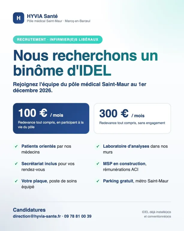 Marcq-en-Barœul (59) — Pôle médical recherche binôme d'infirmier(e)s libéraux — patients orientés